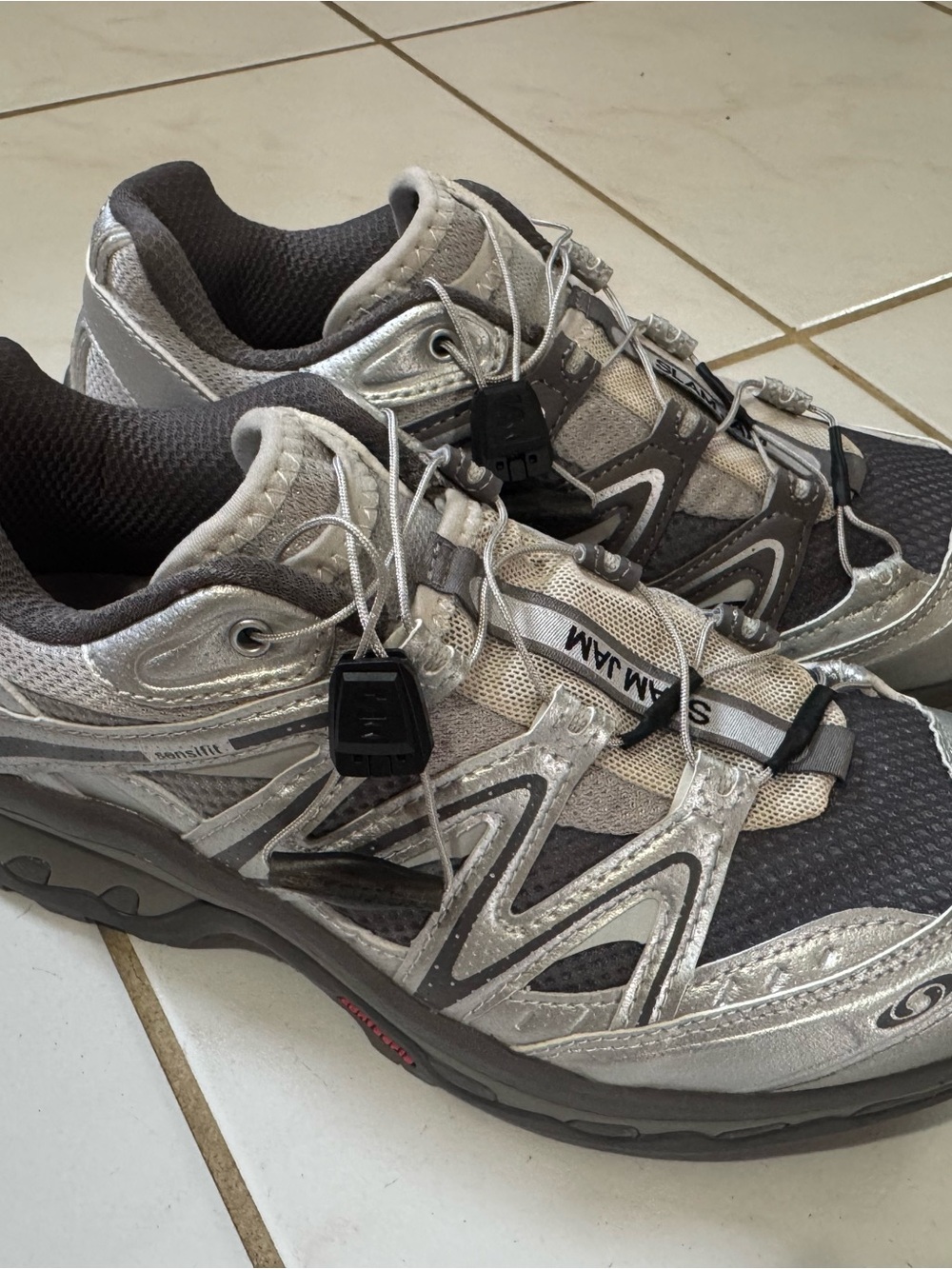 Women’s Silver and Gray Athletic Trail Shoes